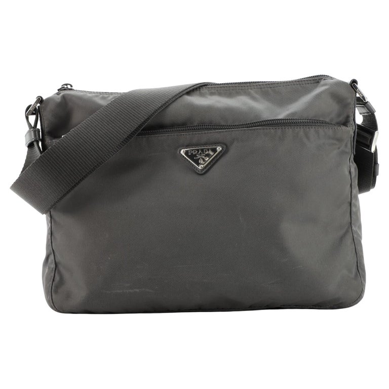 Prada Front Zip Messenger Bag Tessuto Medium at 1stDibs