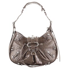 Used Balenciaga Le Cagole Giant Studs Shoulder Bag Crocodile Embossed Leather 