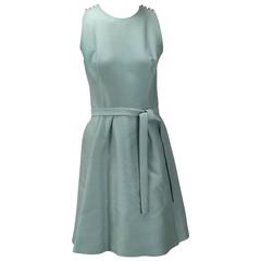 1960s Geoffrey Beene Seafoam Green Silk Sleeveless Cocktail Dress 2