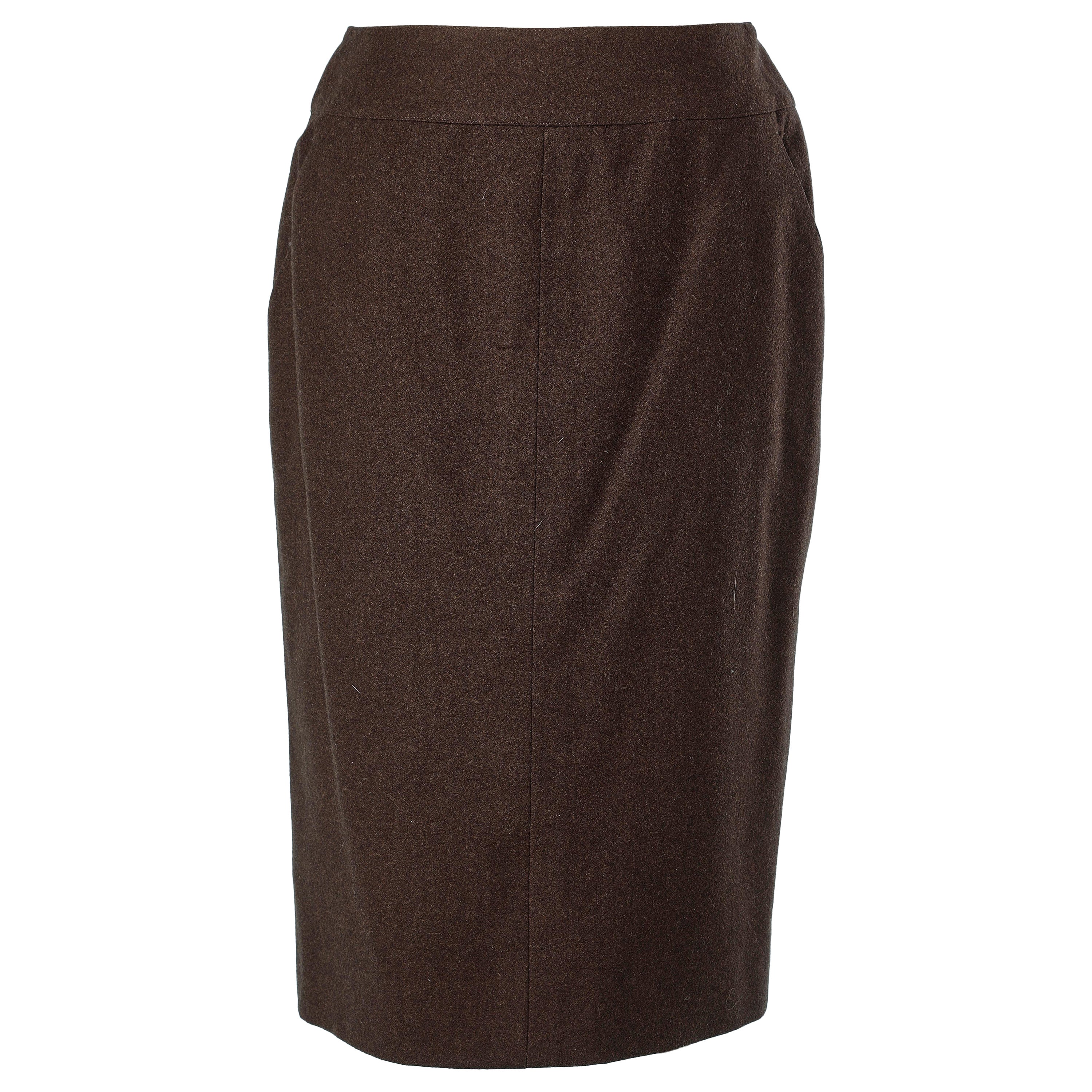 Brown cashmere skirt with pocket on the side Chanel For Sale