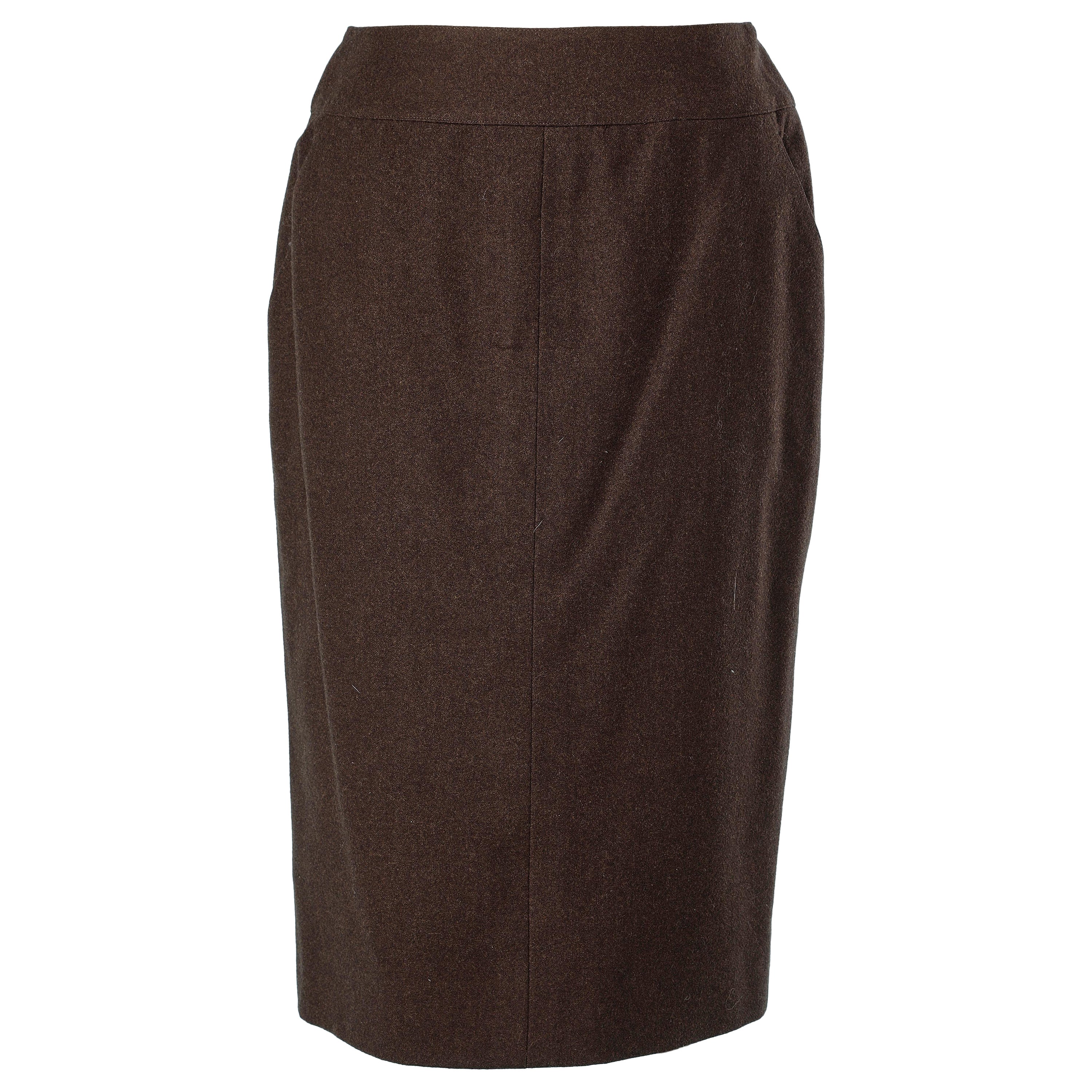 Brown cashmere skirt with pocket on the side Chanel  For Sale