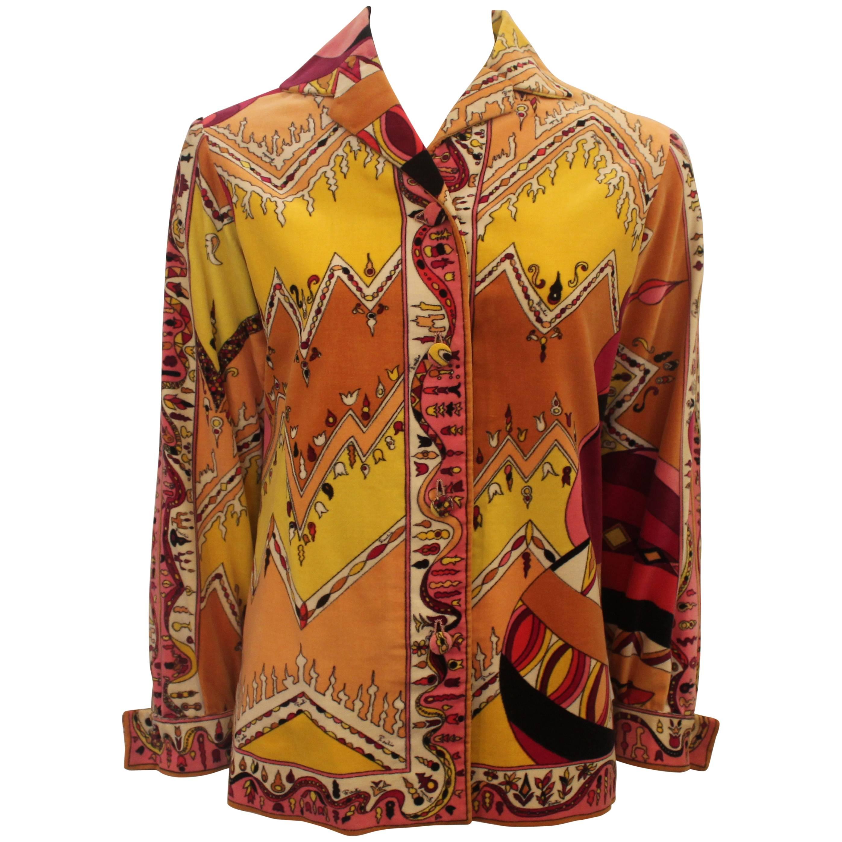 Pucci Vintage Multi Colored Velvet Shirt Jacket  - 4 - 1970's
