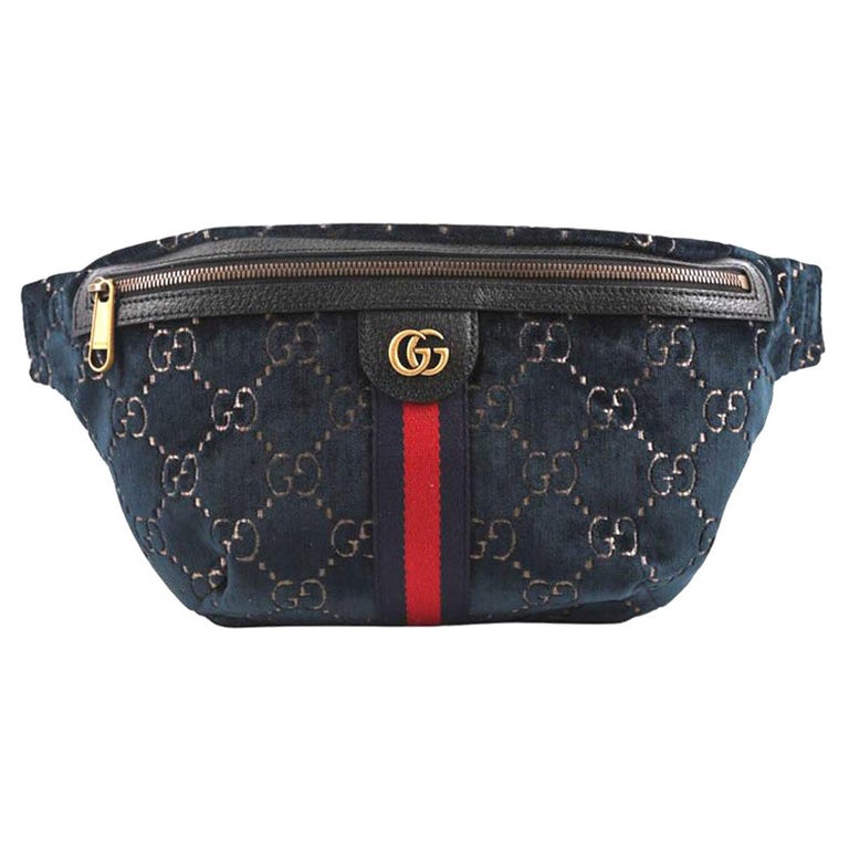 WOMENS DESIGNER Gucci GG Bum Bag Navy Blue Velvet and Gold For Sale at  1stDibs