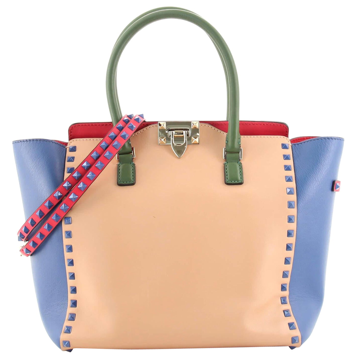 Valentino Rockstud Tote Pebbled Leather Small For Sale at 1stDibs