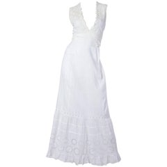 MORPHEW COLLECTION White Organic Cotton Eyelet Lace Maxi Dress Made From Victor