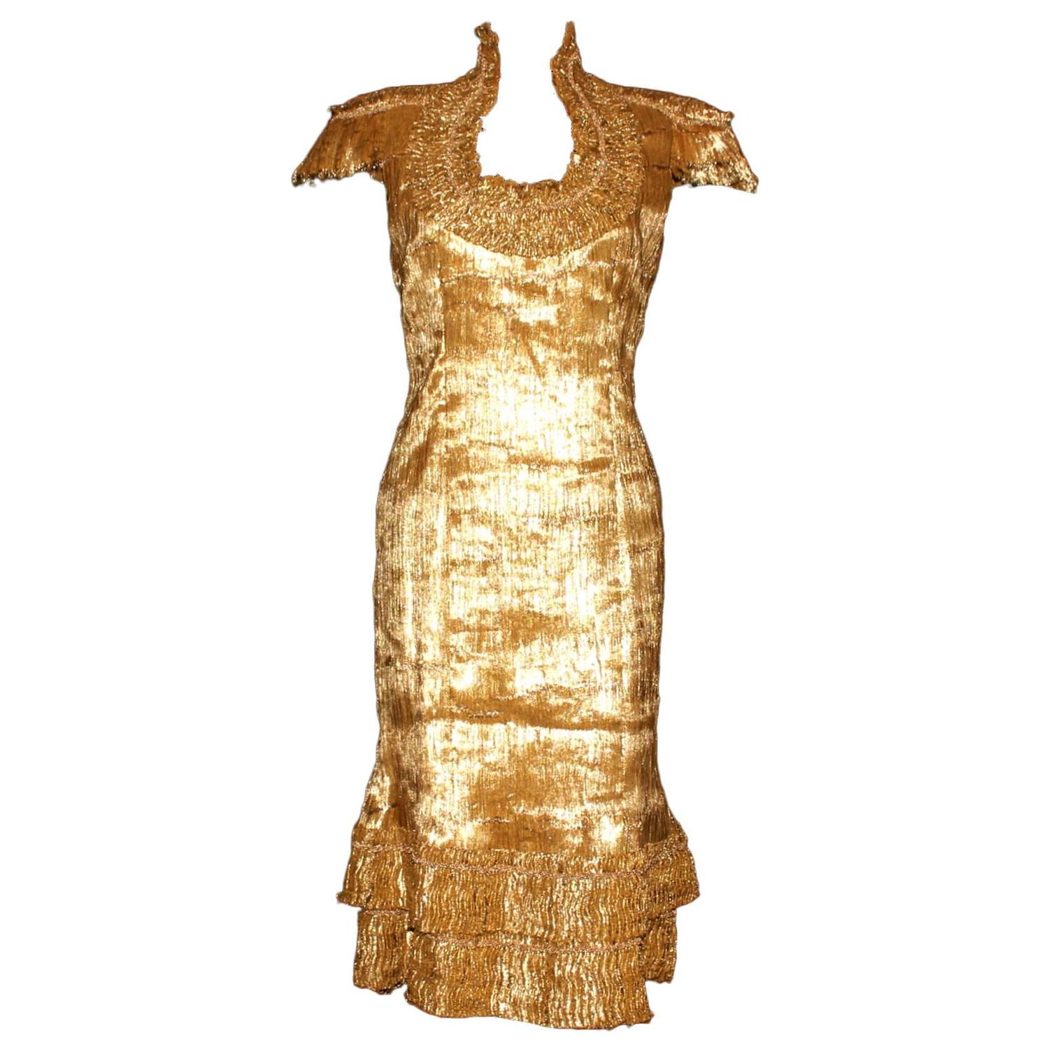 Piece Unique Alexander McQueen Golden Evening Dress For Sale at 1stdibs