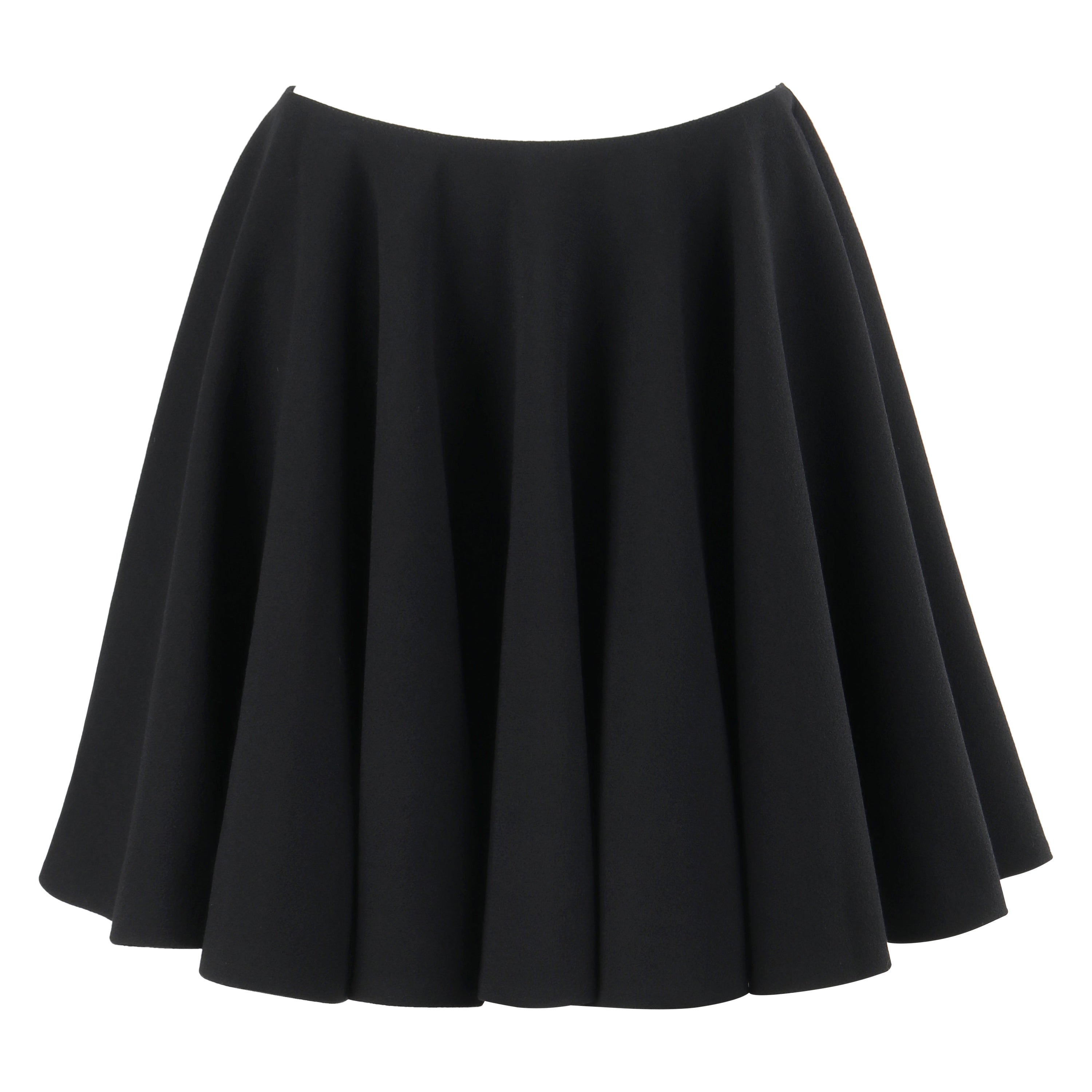 ALEXANDER McQUEEN A/W 2012 Black Wool Silk Above-The-Knee Full Circle Skirt For Sale