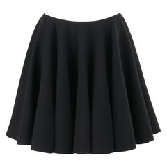 ALEXANDER McQUEEN A/W 2012 Black Wool Silk Above-The-Knee Full Circle Skirt