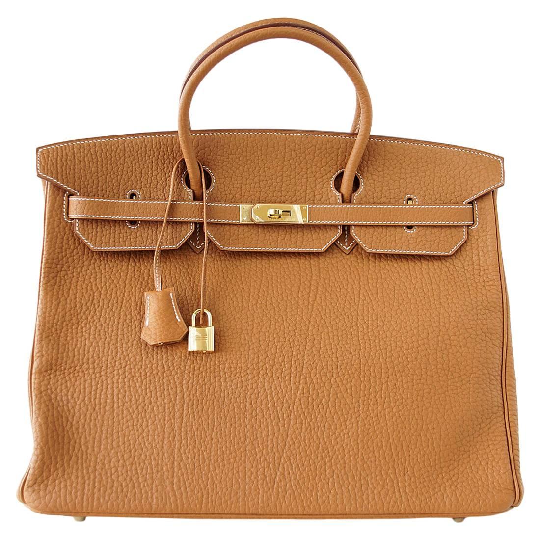 Hermes Birkin Bag 40 Iconic Gold Clemence Gold Hardware