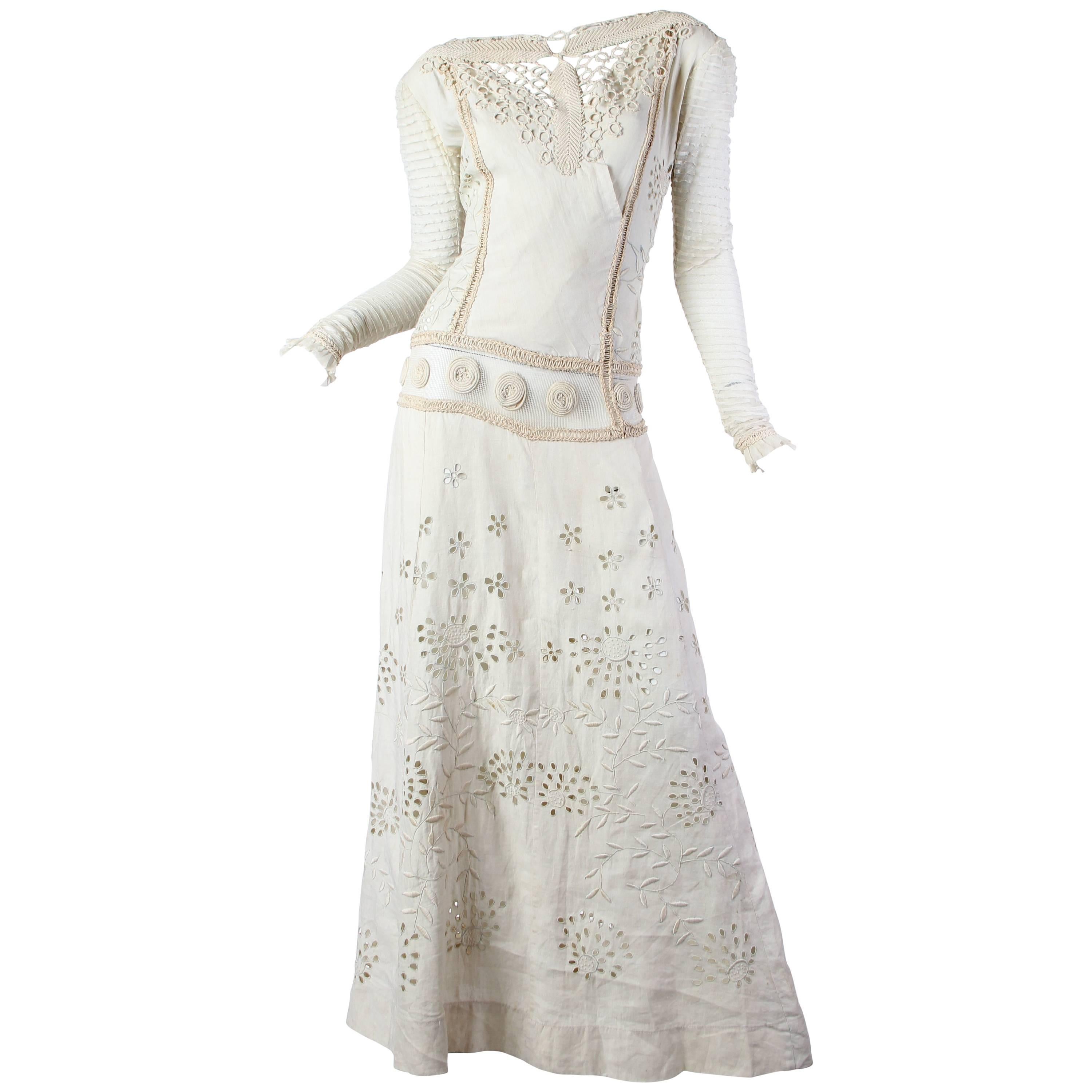 Beautifully Rebuilt Edwardian Hand Embroidered Lace Dress