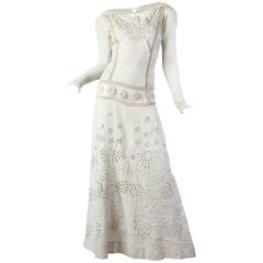 Antique Beautifully Rebuilt Edwardian Hand Embroidered Lace Dress