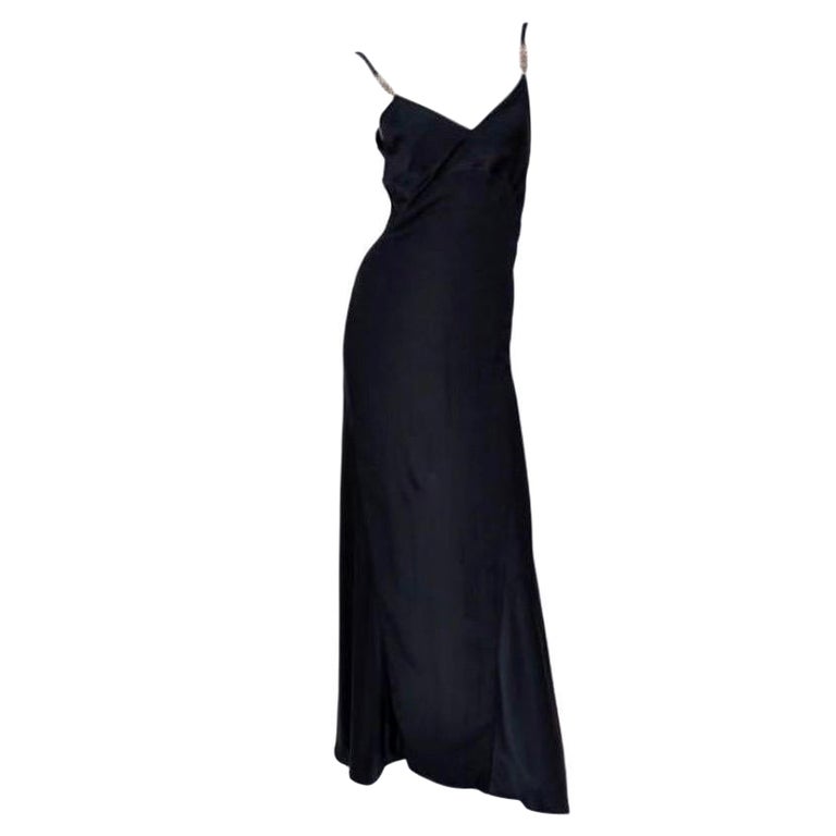 Gianni Versace Couture Vintage black silk gown with Swarovski crystals ...