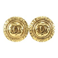 Chanel 24k Gold Plated CC Logo Earrings 76ck817s