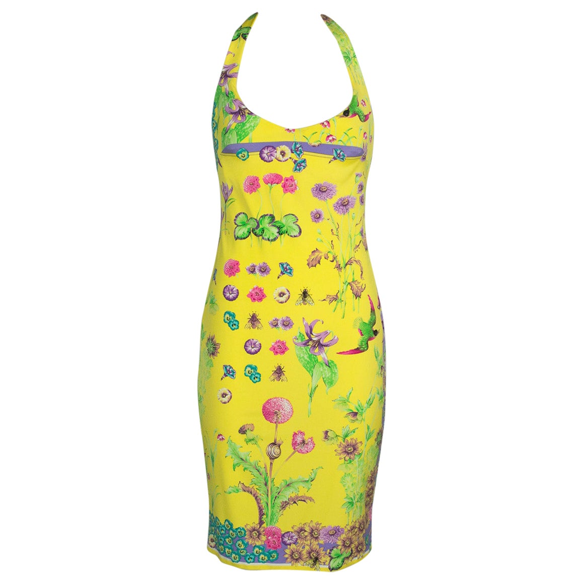 Gianni Versace Couture Printed Halterneck Dress, Circa 1995-1996 For Sale