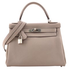 Hermes Kelly Handbag Grey Togo with Palladium Hardware 28