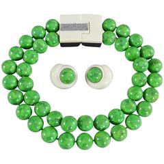 Patricia von Musulin Green Turquoise, Ebony, Sterling Necklace Set