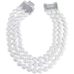 Patricia von Musulin White Onyx Bead Necklace with Lucite Clasp