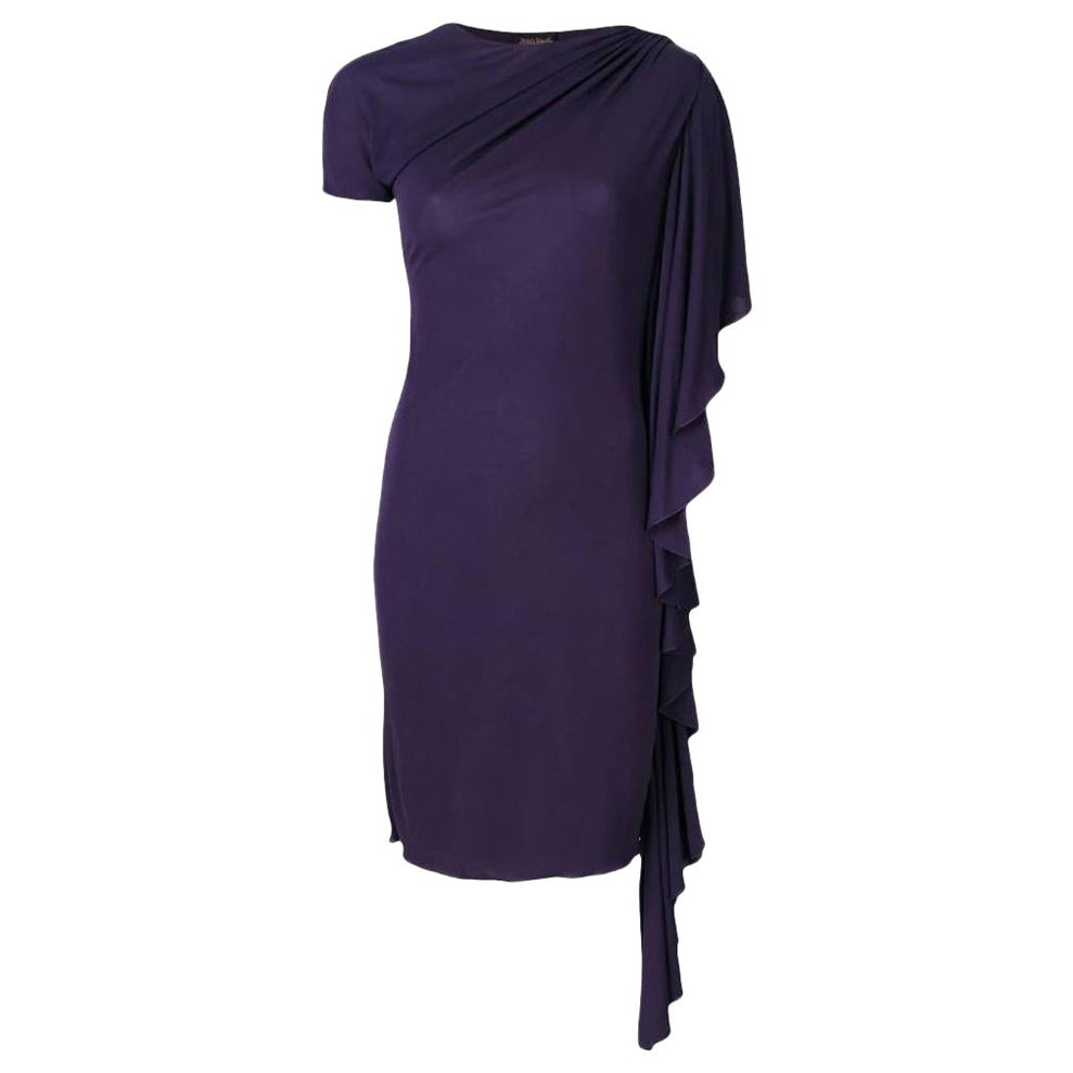 1990s Jean Paul Gaultier Purple Draped Short Dress For Sale