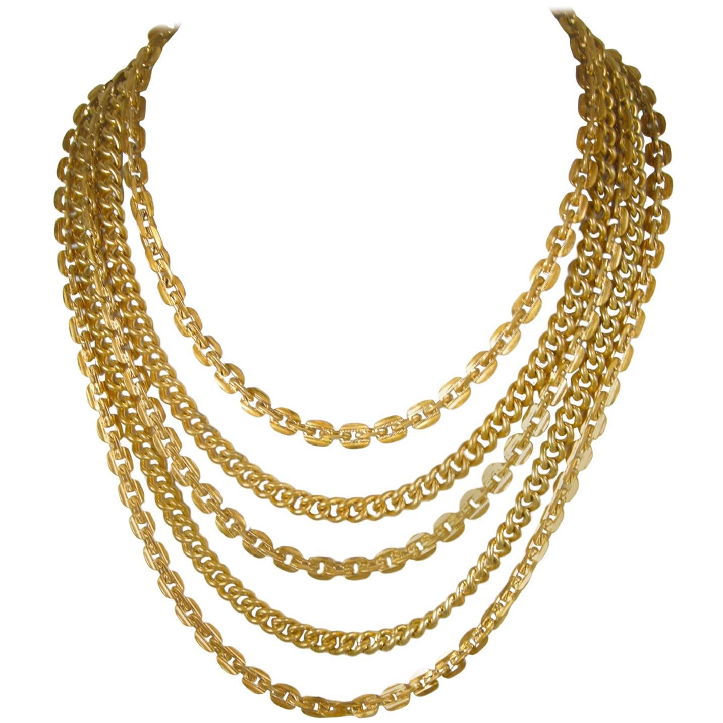 Multi Strand Gold Tone Rope Link necklace