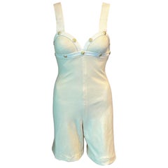 Gianni Versace P/E 1992 Tuta Vintage Bustier Impreziosita da Romper Avorio