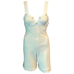 Gianni Versace S/S 1992 Runway Retro Bustier Embellished Ivory Romper Jumpsuit