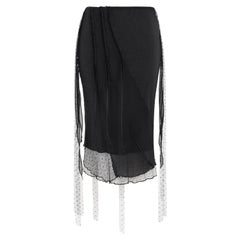 Retro ALEXANDER McQUEEN S/S 1995 "The Birds" Black Silk Lace Strip Layered Midi Skirt
