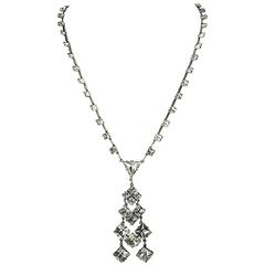Vintage 1920s Sterling Deco Crystal Necklace