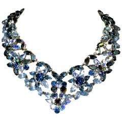 Vintage Christian Dior 1960s Blue Crystal Star Necklace