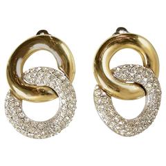 Vintage Givenchy Intertwining Crystal Clip Earrings