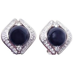 Panetta Vintage Black Faux Onyx Rhinestone Earrings