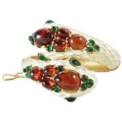 Vintage 1950s Trifari Snake Poured Glass Bracelet