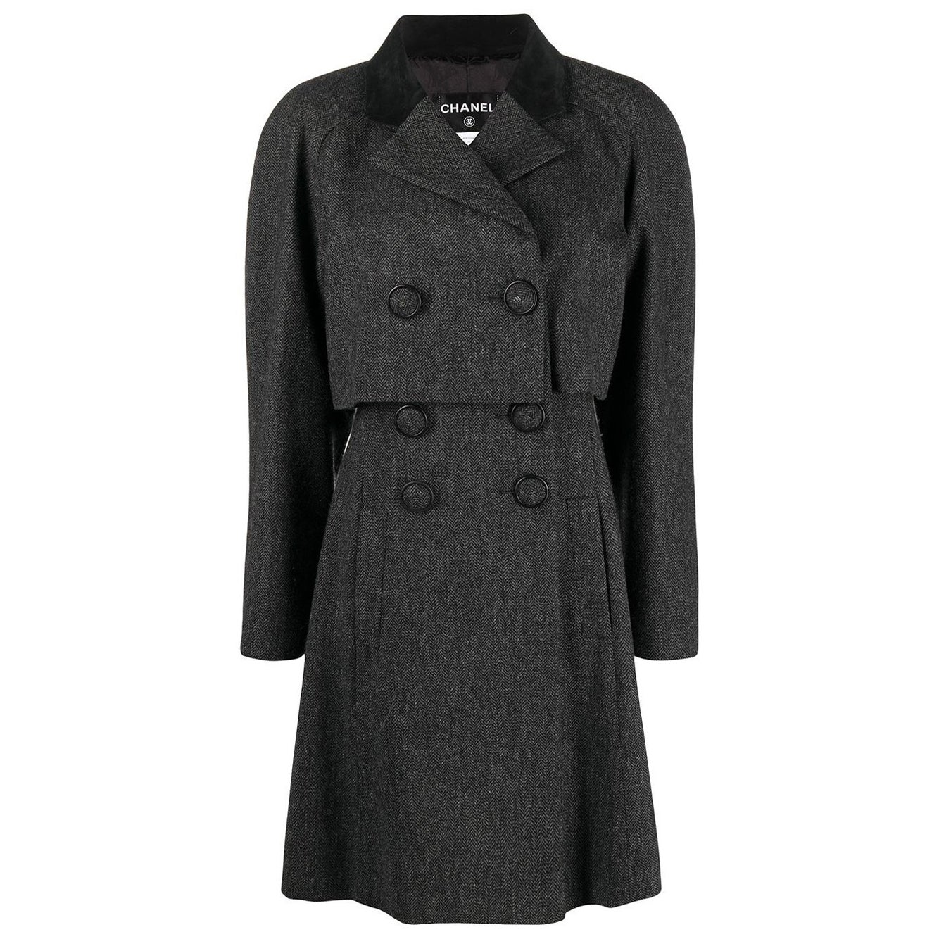 Chanel Grey Wool Cape Coat