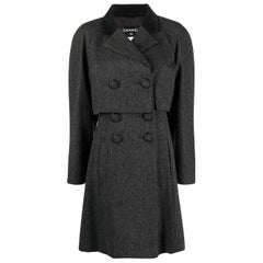 Used Chanel Grey Wool Cape Coat