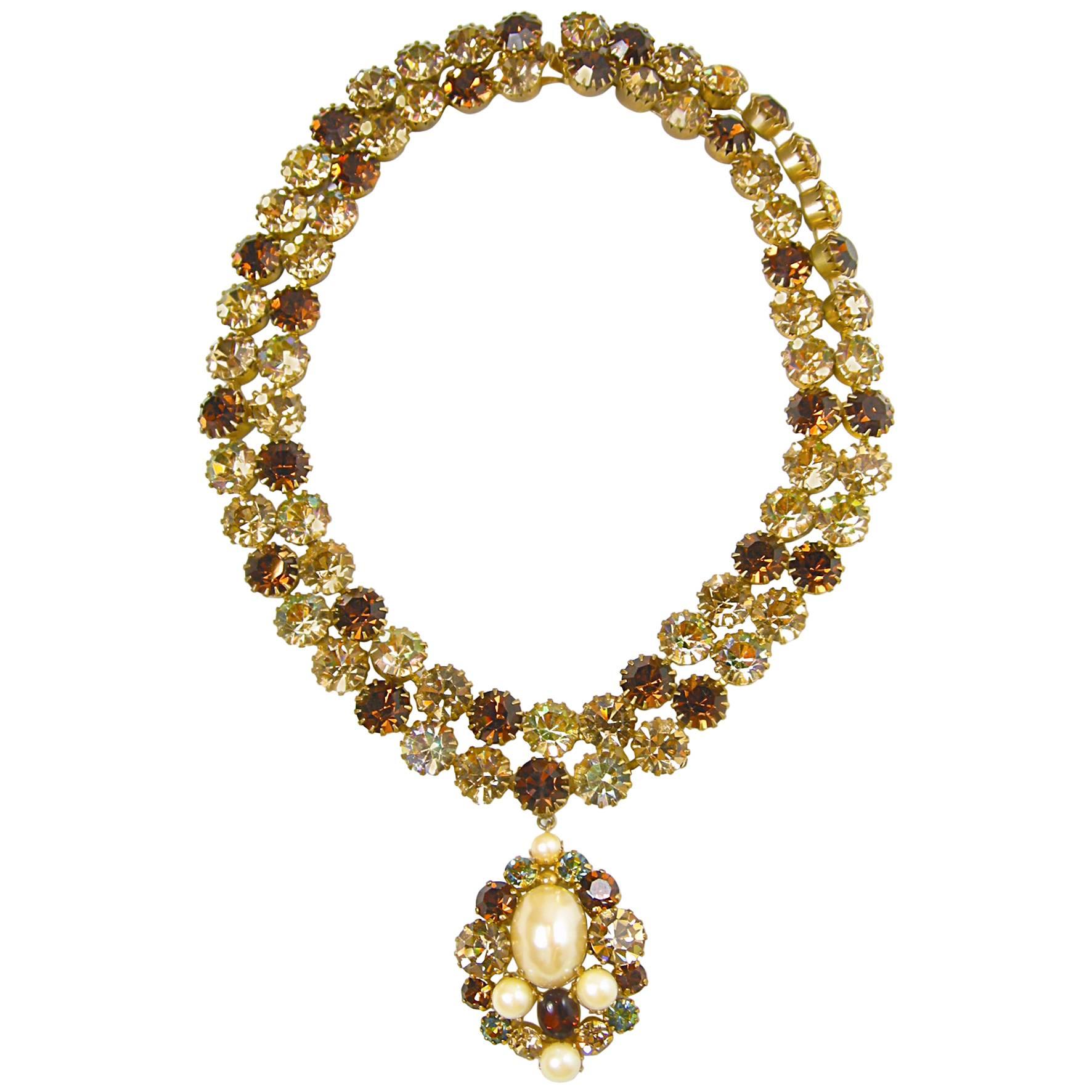 Unsigned JL Blin of Paris Topaz Necklace For Sale