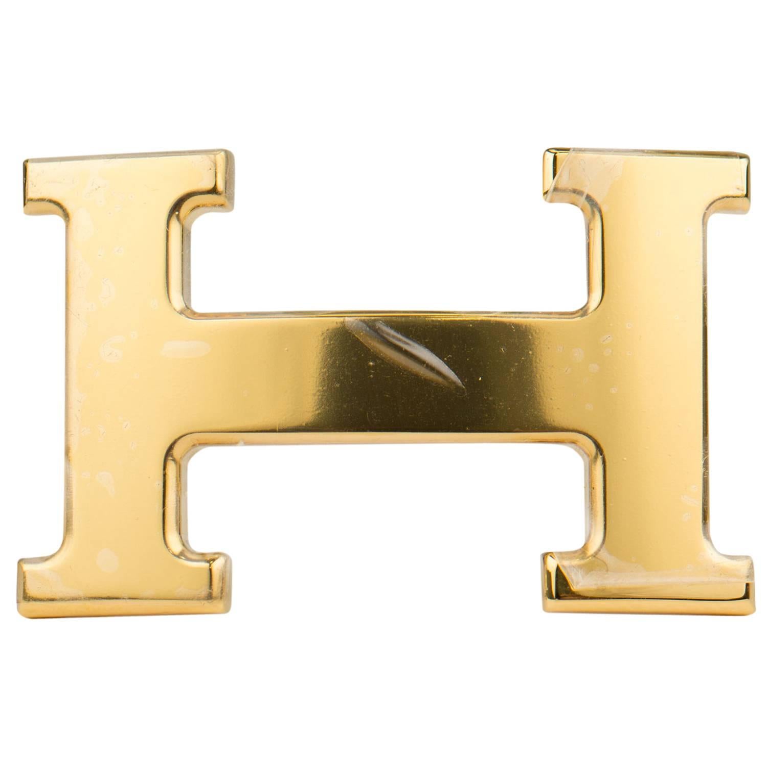 Hermes Belt H Seul F Swift/Epsom White/Blue Lin 32 MM 90 + BOUCLE GOLD  2016