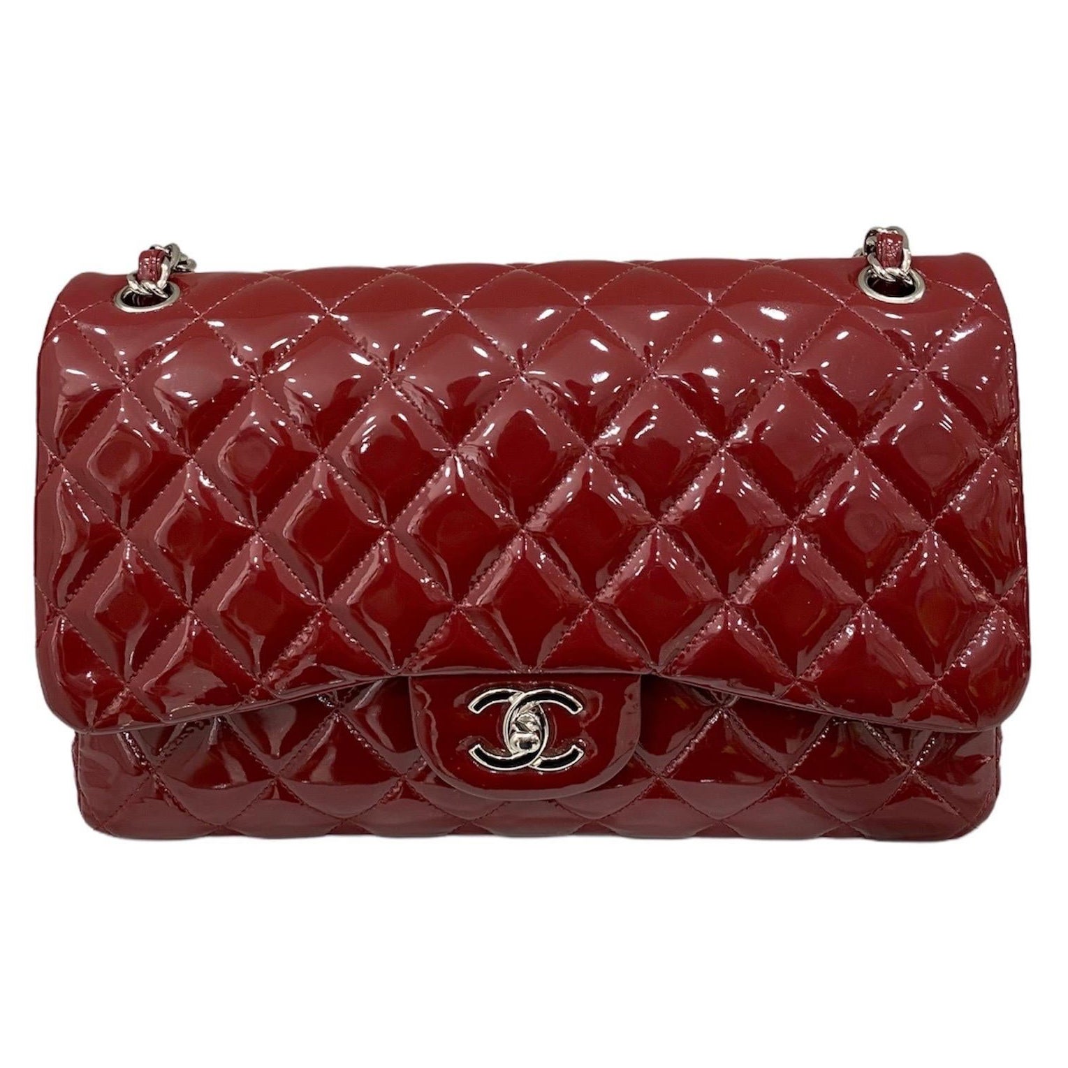 2011 Chanel Jumbo Red Vernis Shoulder Bag