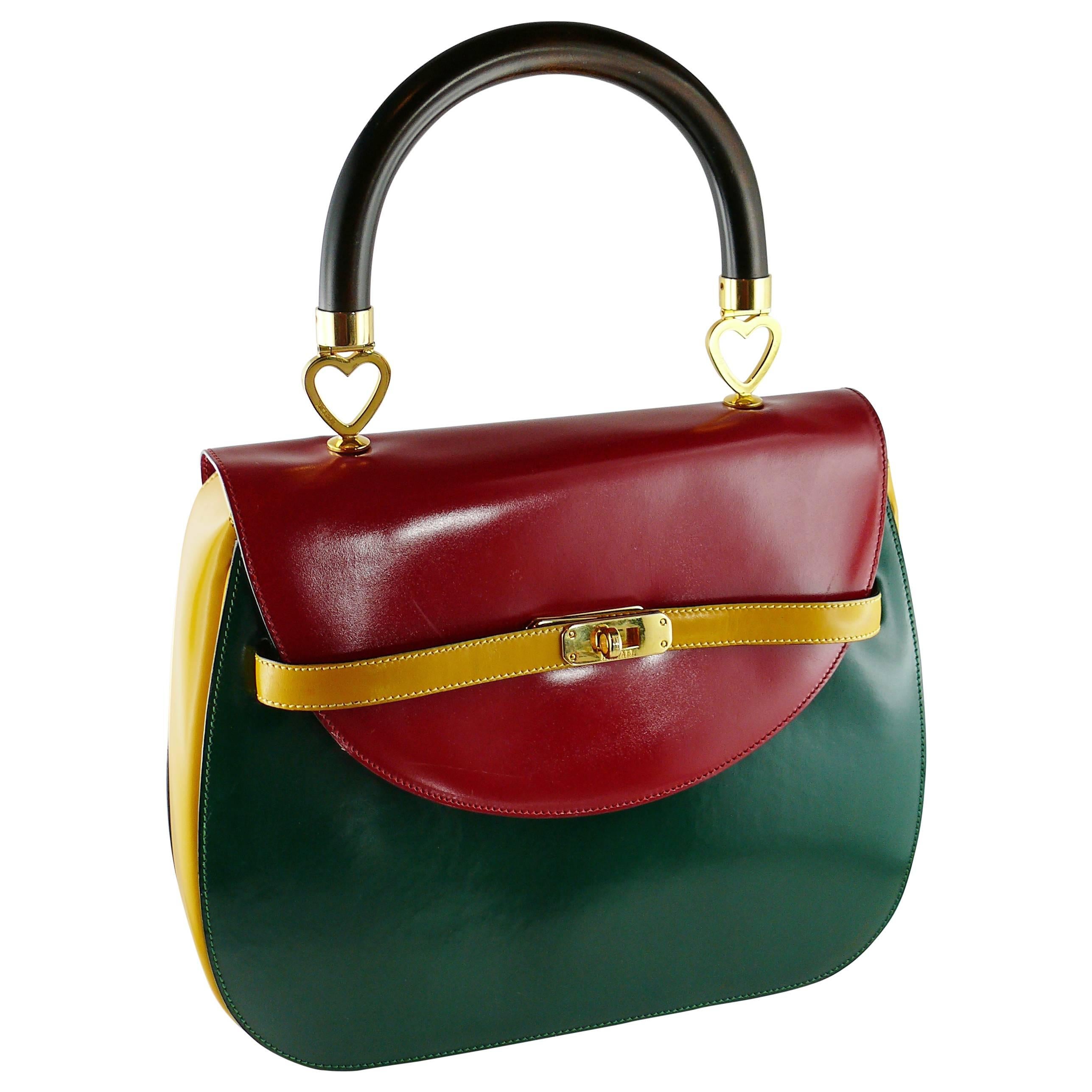 Moschino Vintage Color Block Leather Handbag