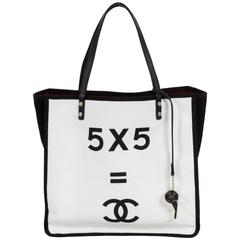 Chanel Large Black & White Canvas Tote 10