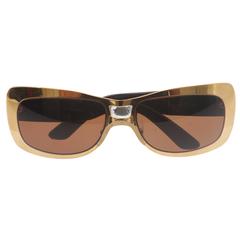 Gucci Gold/Black Rectangle Frame Sunglasses