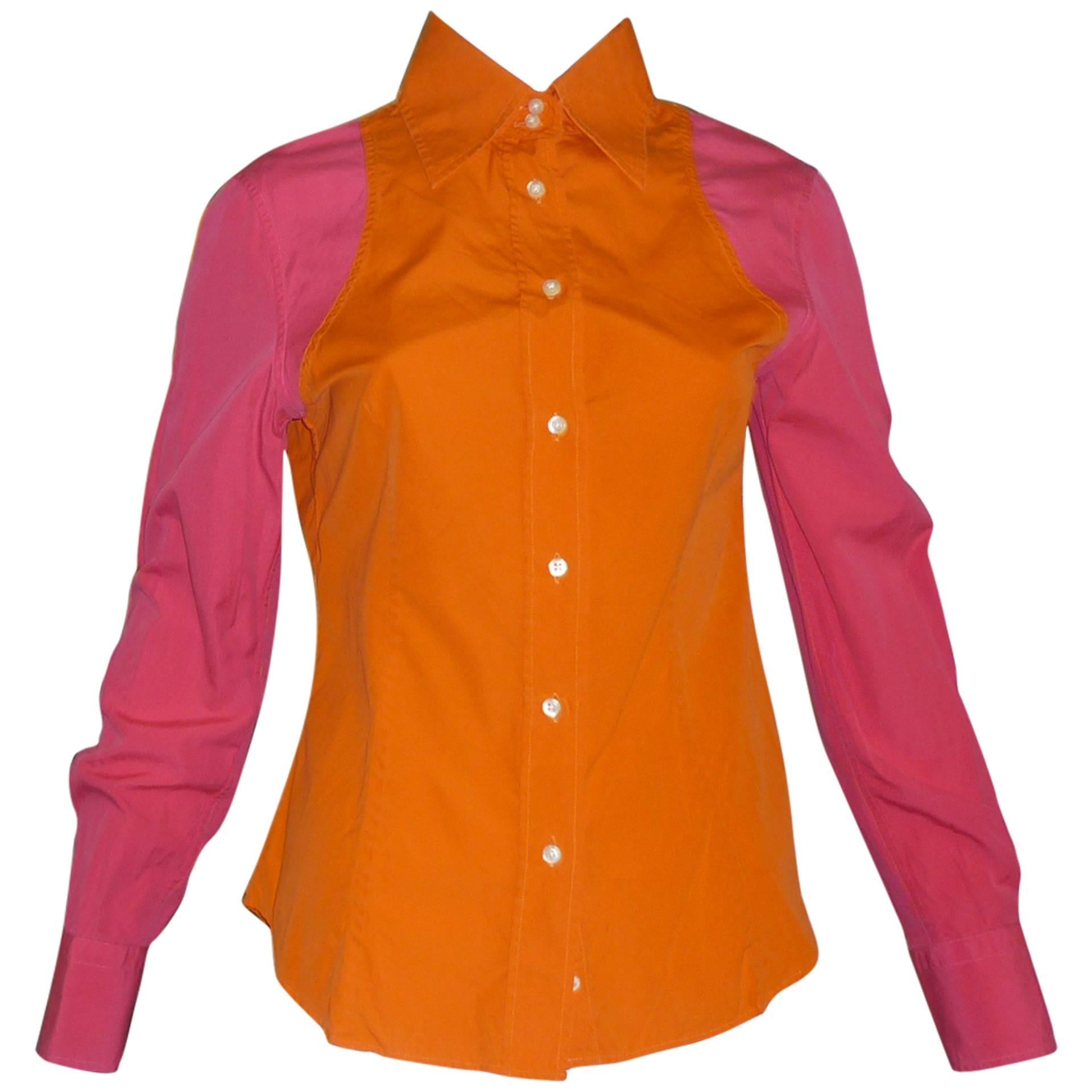 ETRO Color Block Cotton Shirt (44 ITL)