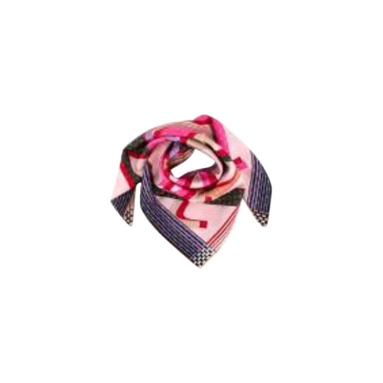 Pink Planet LV Monogram silk twill square scarf 70 For Sale at 1stDibs