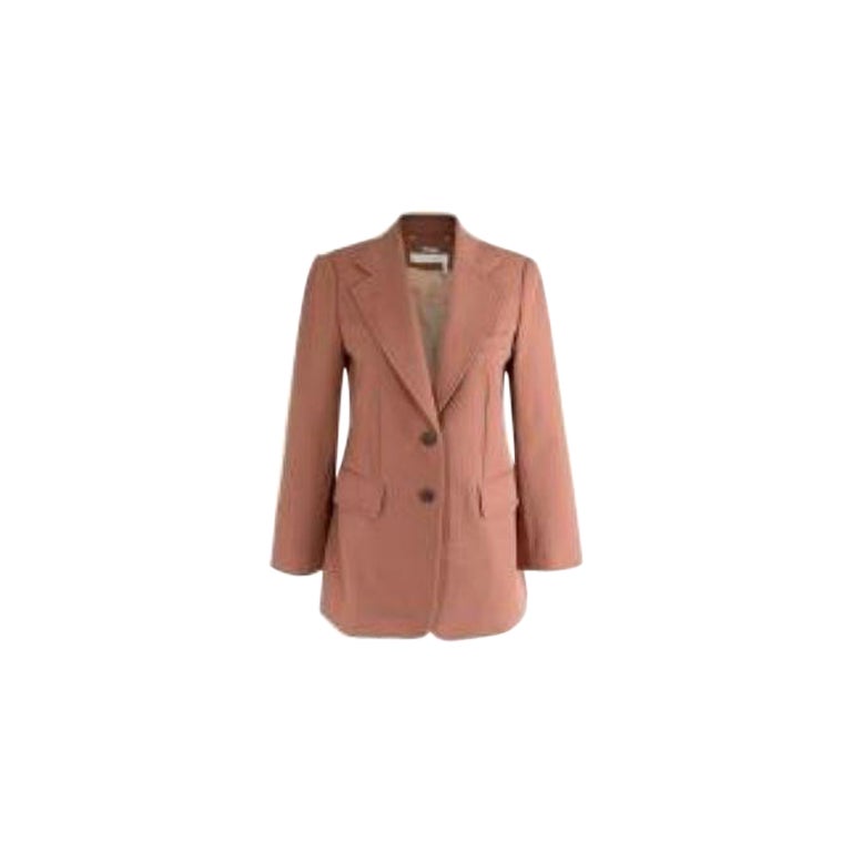 Tan brown cotton-blend twill blazer For Sale