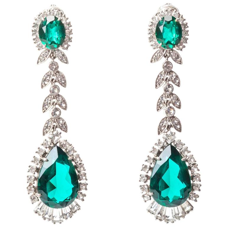 Faux emerald earrings discount