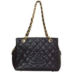 Chanel Black Caviar Leather CC Petite Timeless Tote PTT Bag GHW