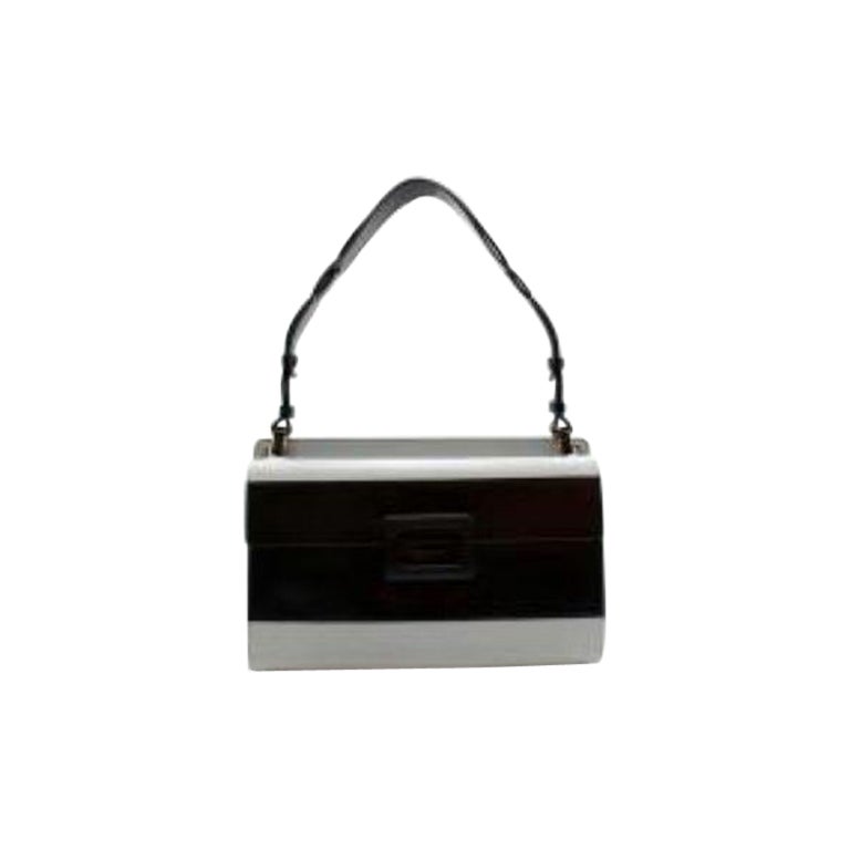 Black & grey patent leather Colourblock Miss Viv bag For Sale