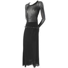 Jean Paul Gaultier Femme Smokey Grey Fur Trim Top and Skirt 9