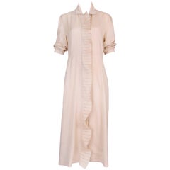 Matsuda Creme Dress Coat w/Geometric Ruffled Trim