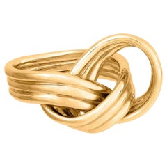 Antique 70s Inspired Braid Ring, 18 Carat Gold Plated (Medium)