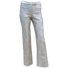 Alexander McQueen Skinny Silver Brocade Rocker Style Pants