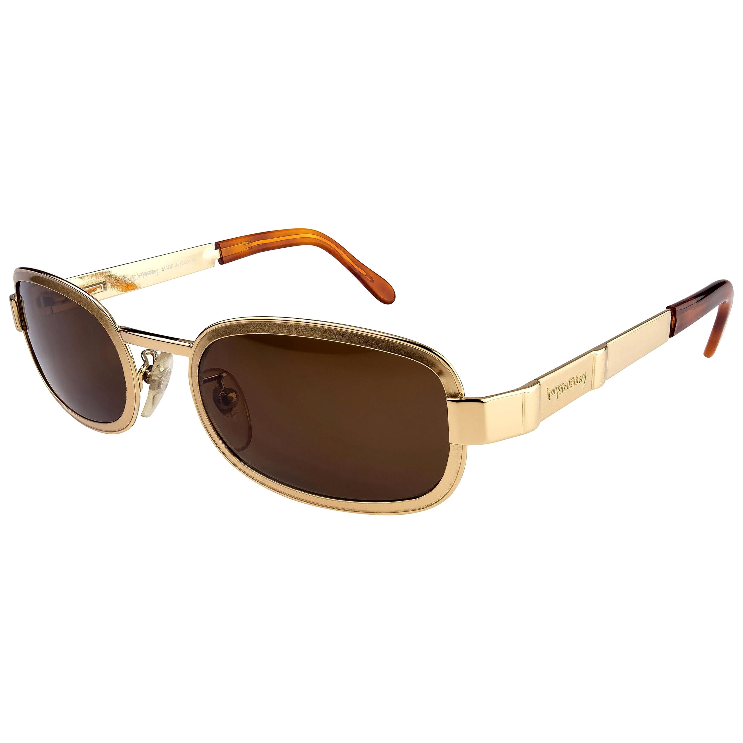 Von Furstenberg lunettes de soleil vintage dorées 80s en vente